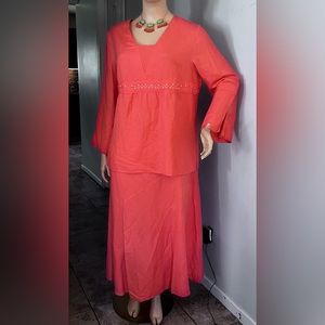 Women Bridgewater studio salmon Linen Summer Skirt Suit 22W Church